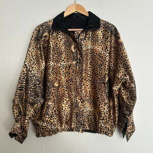 Vintage 1988 Seoul Olympics Bomber Jacket Reversible Cheetah / Black Size Large